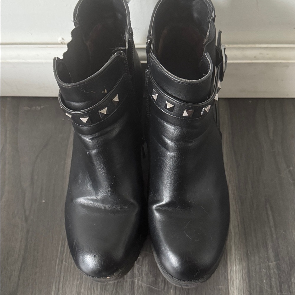 Black Ankle Boots with Silver Studs